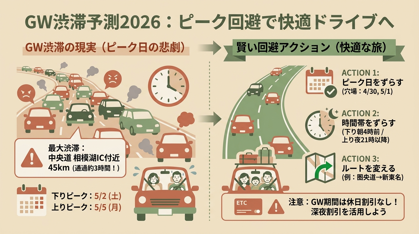 GW渋滞予測 高速道路ピーク図解（前半）