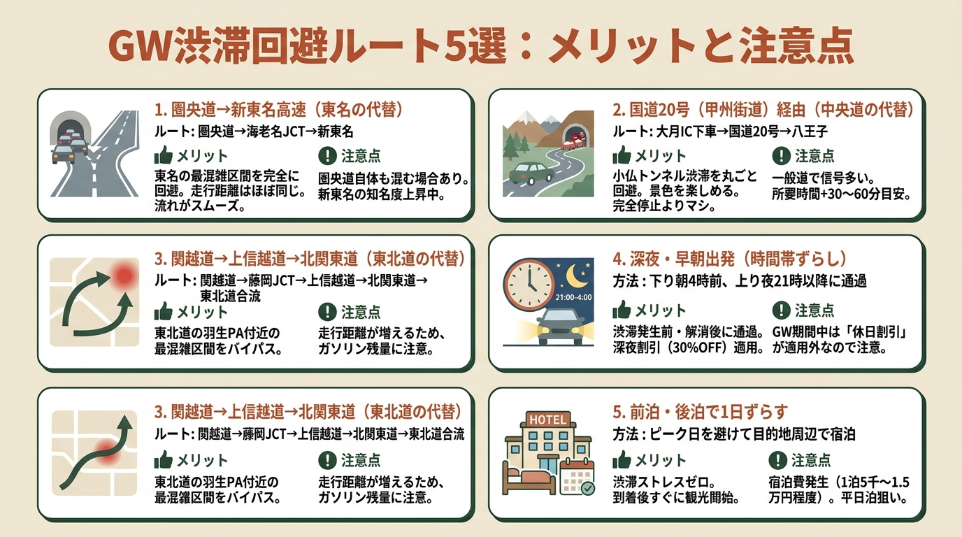 GW渋滞予測 回避ルート図解（中盤）