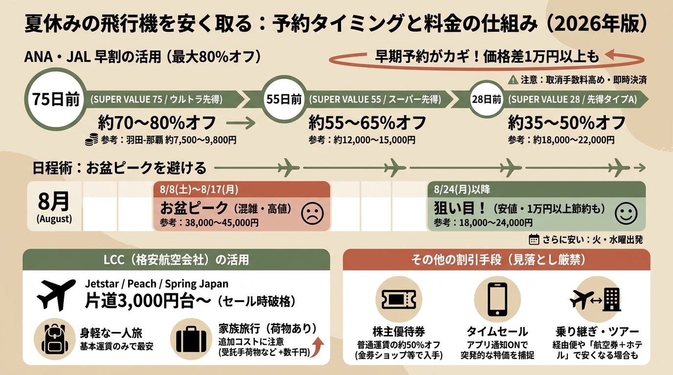 夏休み飛行機を安く取る方法 図解（中盤）