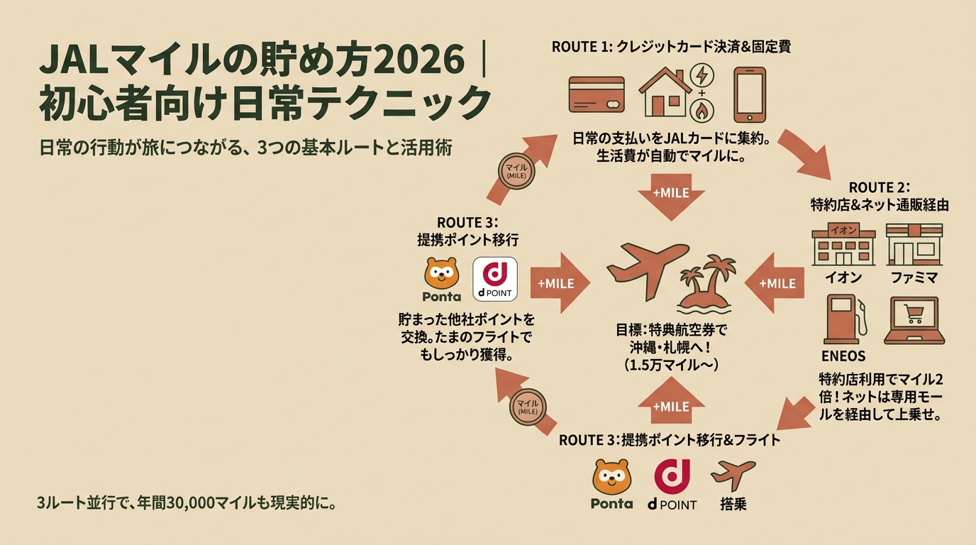 JALマイルの貯め方2026|初心者向け日常テクニック