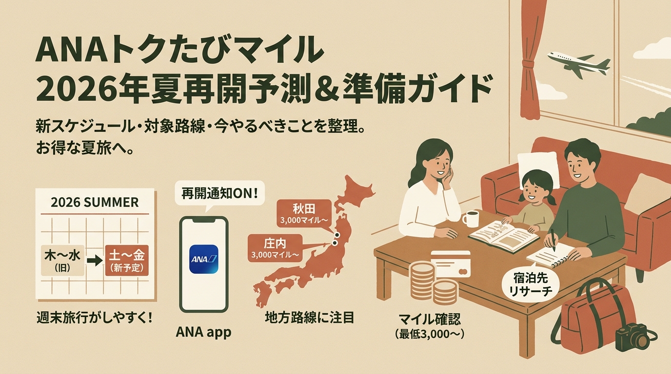 ANAトクたびマイル2026年夏再開予測 新スケジュール・対象路線・準備すべきことなど