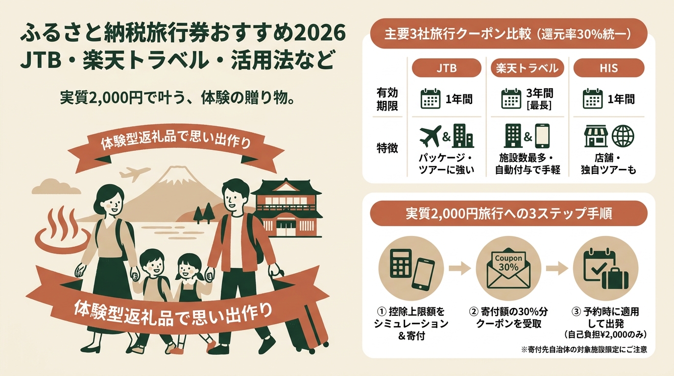 ふるさと納税旅行券おすすめ2026 JTB・楽天トラベル・活用法など
