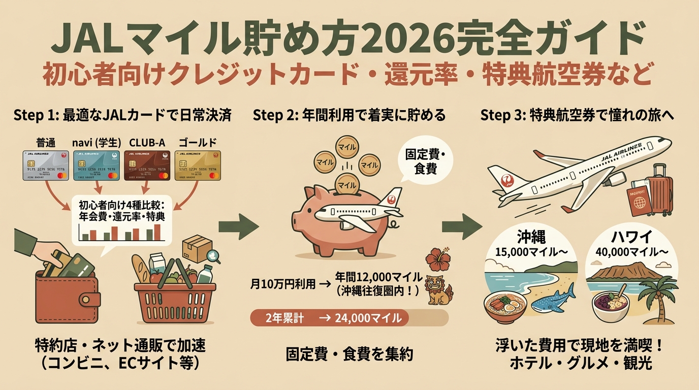 JALマイル貯め方2026完全ガイド 初心者向けクレジットカード・還元率・特典航空券など