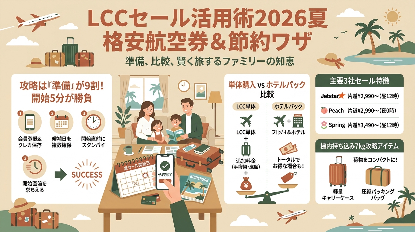 LCCセール活用術2026夏 格安航空券の買い方・ホテルパック・節約ワザなど